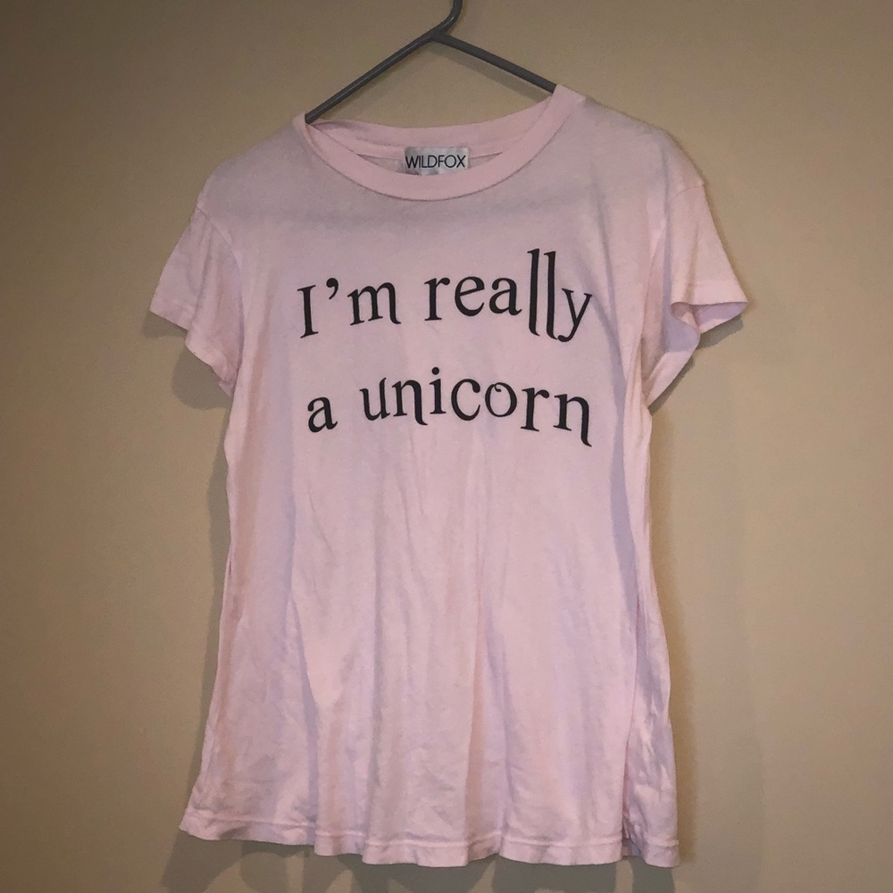 WILDFOX Pink “I’m Really A Unicorn” Graphic Tee